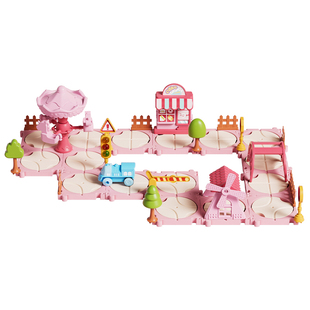 儿童DIY拼图轨道车电动滑行小火车闯关汽车大冒险3岁宝宝益智玩具