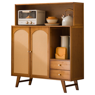 厨房餐边柜子储物柜家用靠墙客厅落地橱柜复古风置物柜咖啡茶水柜