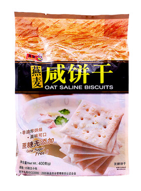 百荣400g葡萄燕麦奇亚籽苏打咸饼干无蔗糖咸梳打休闲零食下午茶点