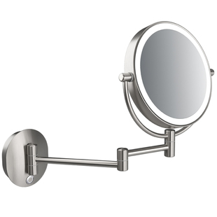 化妆镜10X放大浴室免打孔酒店带灯壁挂折叠卫生间双面补光梳妆镜