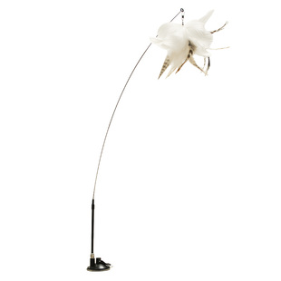 蓬松大羽毛逗猫棒神器吸盘长杆钢丝玩具自嗨铃铛幼小猫咪用品自动