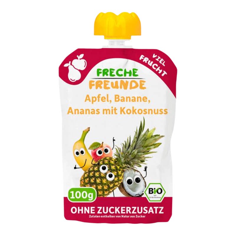Freche Freunde婴幼儿进口德国有机苹果香蕉菠萝果蓉水果泥100g版
