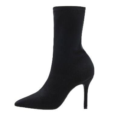 网红春秋显脚小高跟鞋尖头中筒靴