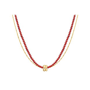 明星同款ARSIS祥瑞双环项链红色双层链玛瑙串珠节日礼物新款