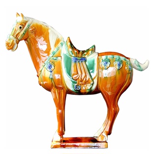 包邮唐三彩大马陶瓷马摆件国礼马工艺礼品家居装饰品客厅招财摆件