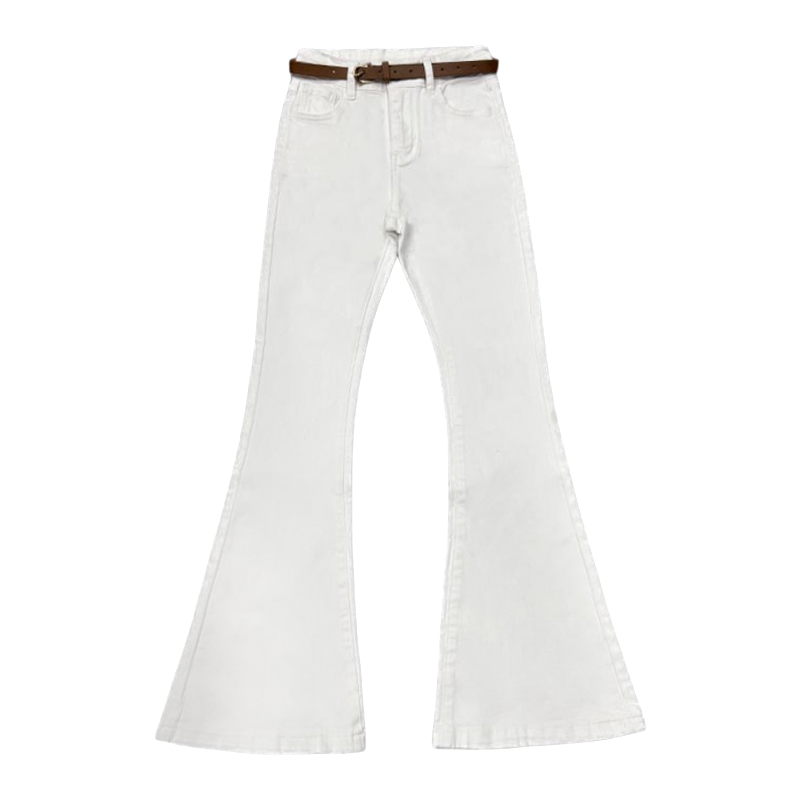 李李服饰浅卡其色加绒高腰老钱风微喇牛仔裤女2025冬季新款喇叭裤