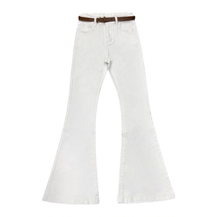 李李服饰浅卡其色加绒高腰老钱风微喇牛仔裤女2026冬季新款喇叭裤