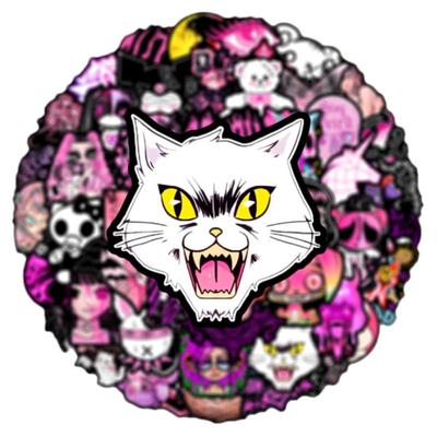 200张哥特暗黑粉色涂鸦贴纸个性行李箱笔记本电脑滑板机车头盔贴