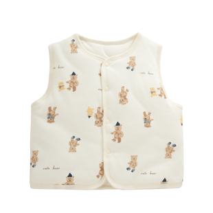 婴儿马甲小月龄纯棉a类宝宝夹棉外穿洋气加厚婴幼儿秋冬背心外套