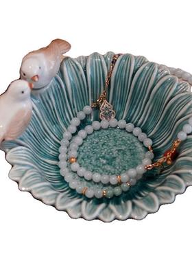 可爱小鸟圆盘收纳点心盘茶点摆盘