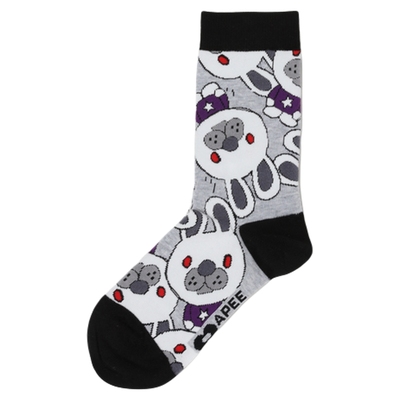 APEE兔子图案提花中筒袜