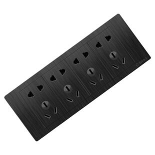 国际电工开关插座面板118型长方形黑色大面板厨房空调5六12九多孔