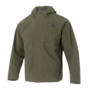 阿迪达斯男款连帽外套保暖26春季新款加绒运动休闲梭织夹克KB7626