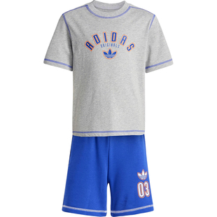 Adidas/阿迪达斯正品夏季三叶草小童经典透气短袖短裤套装JX5258