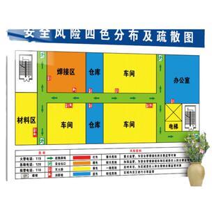 四色风险图设计安全风险四色分布图定制风险告知牌工厂车间平面布置图逃生指示牌消防应急疏散示意图展示墙贴