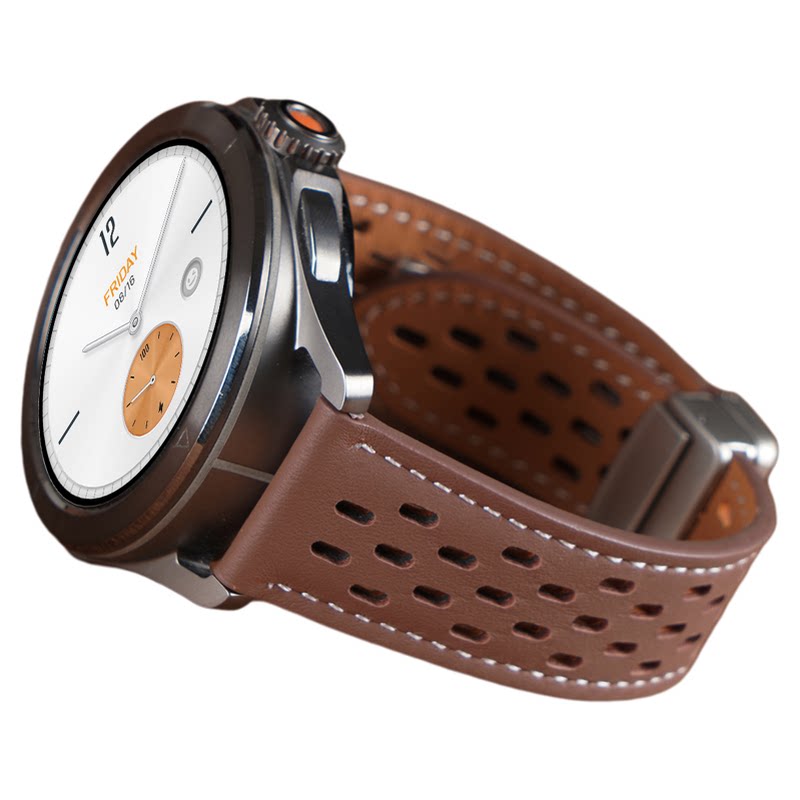 适用小米watch5手表带S4sport透气磁吸扣真皮腕表带S3运动S2智能S1pro男士color2高级华米GTR4/3/2夏季透气