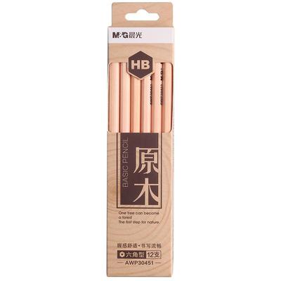M＆G/晨光原木铅笔三角HB/2B六角