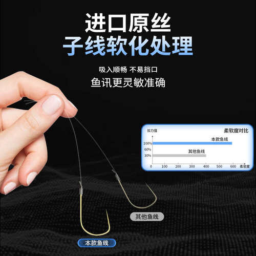 鱼钩绑好短子线双钩成品套装钓鱼袖钩金海夕金袖渔具野钓鲫鱼钩