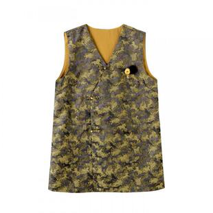 宝诗黎V领亮丝提花马甲背心2026春季气质新中式百搭时尚女装上衣