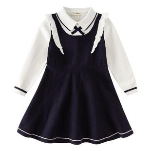 戴维贝拉儿童连衣裙女童针织裙子女孩学院风公主裙春季童装女大童