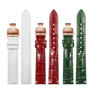 适配浪琴真皮手表带女 黛绰维纳皮表带L2.255红色牛皮表链15 17mm