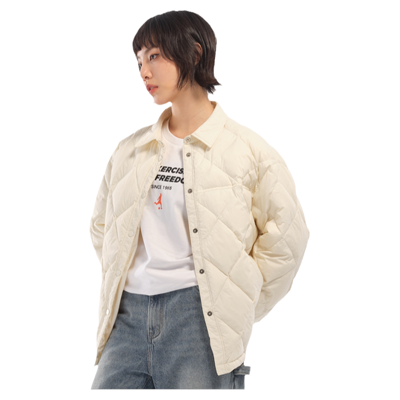 Joma23年秋冬短款羽绒服女白鸭绒