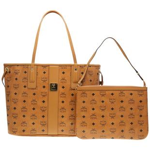 【自营】MCM经典双面印花中号菜篮子托特包女包子母包单肩包米色