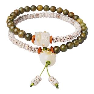 宫里上新绿檀木手串女款绿檀星月菩提檀木手链双圈生日礼物女生