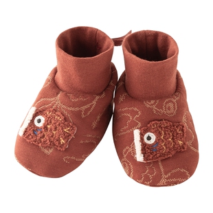 乖奇熊新生宝宝夹丝棉脚套秋冬季婴幼儿红色满月保暖神器护脚鞋袜