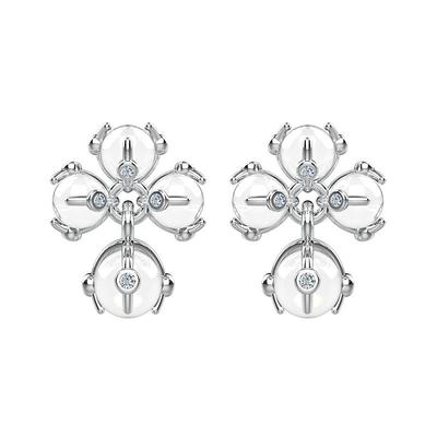 INIZIO光启十字花白水晶摆动耳环