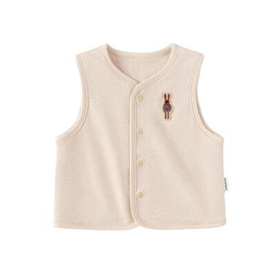 babylove婴儿马甲春秋纯棉外穿上衣男女宝宝马夹彩棉简约百搭背心