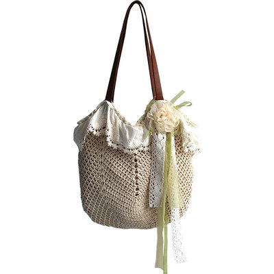 仙气宅寂风棉线编织单肩包