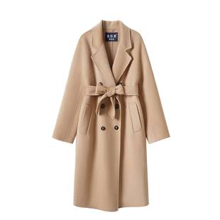 2024新款双面羊绒大衣女中长款高端呢子黑色羊毛呢外套101801同款