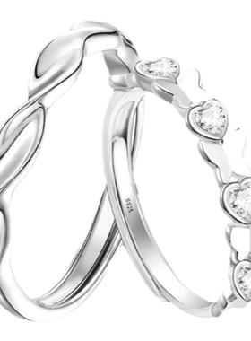 蝶恋情侣对戒纯银小众戒指