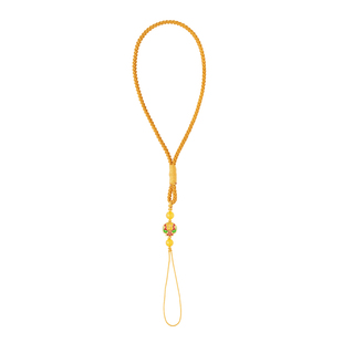 普陀山黄晶财珠合金财牌手机挂绳编织链条可替换包带配件