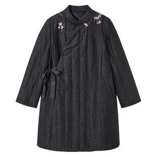 布小匠原创设计桑蚕丝香云纱绣花棉服女款新款冬季新中式国风棉衣