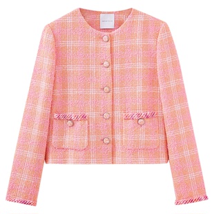 水云间粗花呢混色小香风短款外套女名媛千金风长袖上衣2025秋冬款