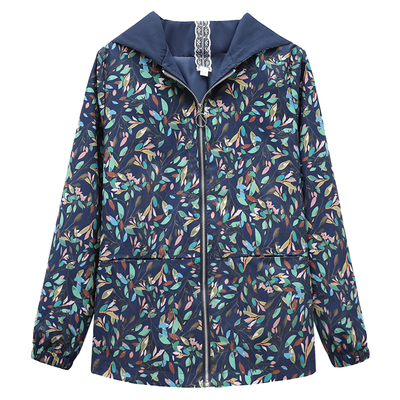 妈妈装春秋时尚连帽外套夹克洋气