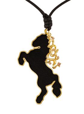 众神记镶嵌马毛战马项链黑色