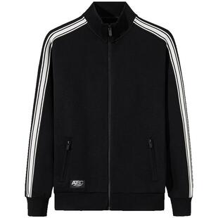 安踏潮流立领运动服外套男士春季宽松百搭黑色针织上衣152538704