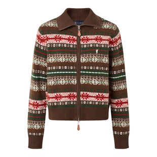 【100%绵羊毛】POLOWALK女式羊毛衫2025冬季新品翻领费尔岛风开衫