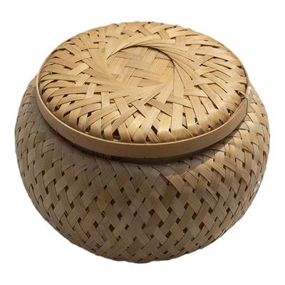 日式茶叶罐手工竹编制家用收纳盒普洱茶小号茶叶收纳罐实用储物罐