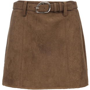 ONLY2026春季新款复古俏皮手工感锁边可调节腰带A字短裙半身裙女