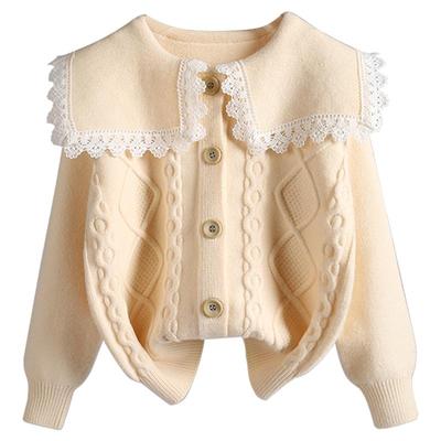 春秋新款女童翻领学院风儿童毛衣