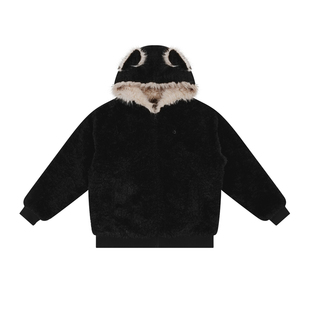 FDR官方店 羊羔绒加厚情侣连帽上衣男款毛领夹棉座山雕外套女冬季