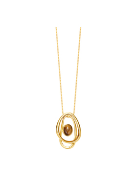 OUBIYABI欧比雅比【新品】木星双环蛋面虎眼石吊坠长项链毛衣链女