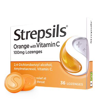 Strepsils使立消血橙味润喉糖含维生素C教师护嗓蜂蜜柠檬含片