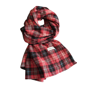 2026新款韩版红色格子薄款围巾女春秋季高级感复古百搭护颈围脖潮