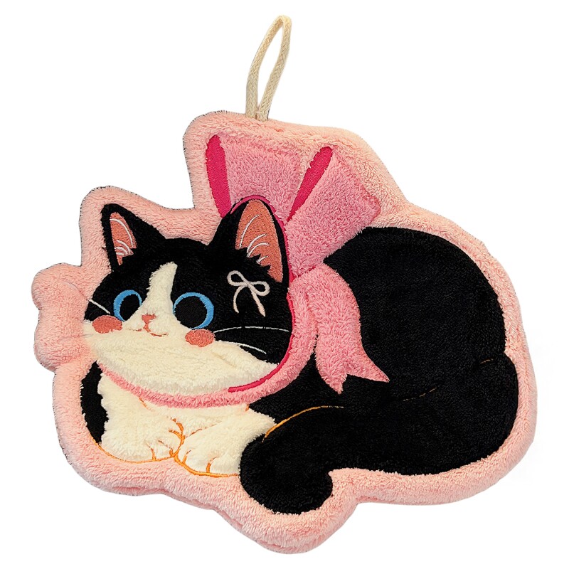 可爱猫咪珊瑚绒吸水不掉毛擦手巾