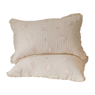 韩式全棉纱布色织提花枕套柔软可当枕巾纯棉枕头套一对装2025新款